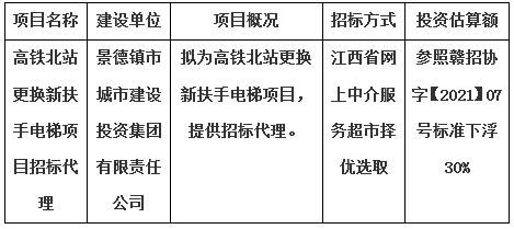 高鐵北站更換新扶手電梯項目招標(biāo)代理計劃公告